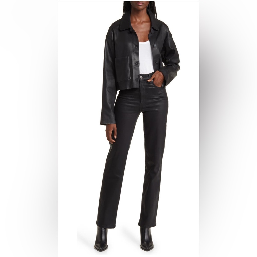 Le Jean Sabine coated high rise straight Jean